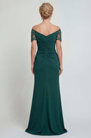 Load image into Gallery viewer, Mermaid Dark Green Long Off the Shoulder Evening Dress with Lace