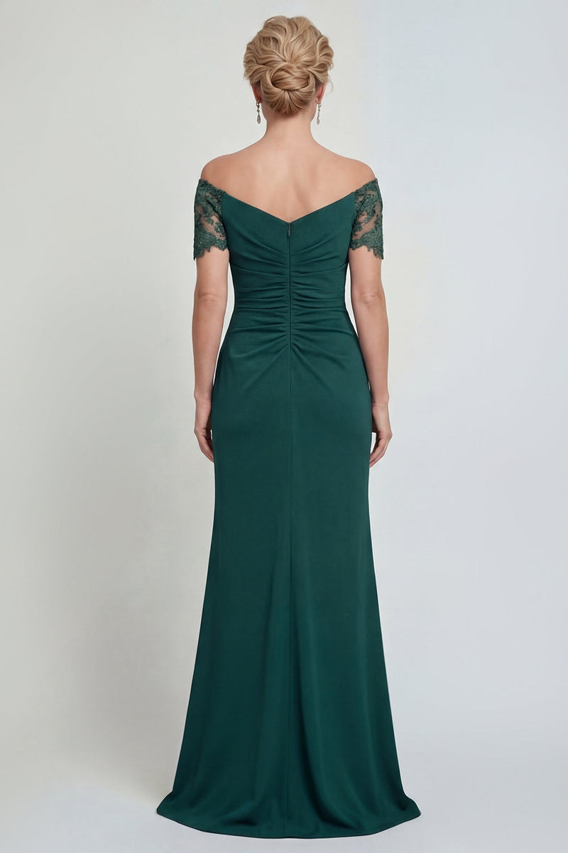 Load image into Gallery viewer, Mermaid Dark Green Long Off the Shoulder Evening Dress with Lace
