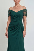 Load image into Gallery viewer, Mermaid Dark Green Long Off the Shoulder Evening Dress with Lace