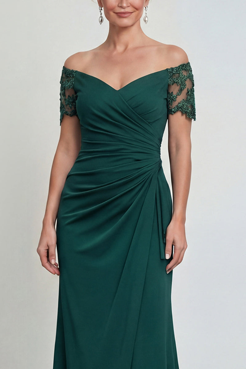 Load image into Gallery viewer, Mermaid Dark Green Long Off the Shoulder Evening Dress with Lace