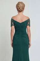 Load image into Gallery viewer, Mermaid Dark Green Long Off the Shoulder Evening Dress with Lace