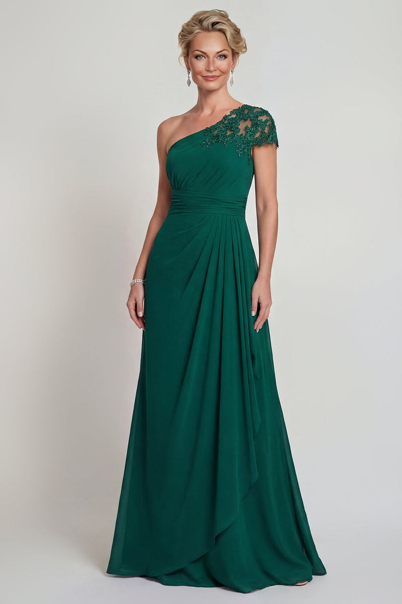 Load image into Gallery viewer, Dark Green Long A Line Ruched Evening Dress