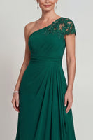 Load image into Gallery viewer, Dark Green Long A Line Ruched Evening Dress