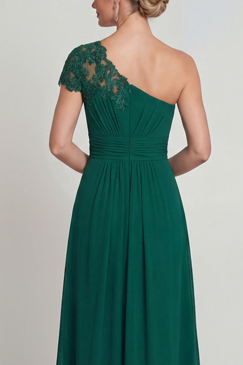 Load image into Gallery viewer, Dark Green Long A Line Ruched Evening Dress