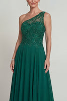 Load image into Gallery viewer, Dark Green Sparkly Long Beaded A Line Evening Dress