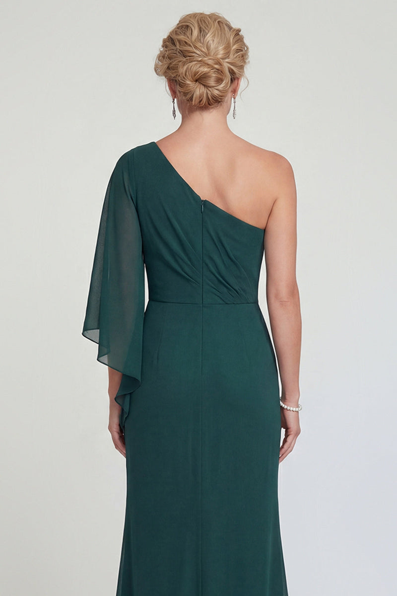 Load image into Gallery viewer, Mermaid Dark Green One Shoulder Long Evening Dress