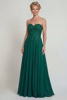 Load image into Gallery viewer, Sparkly Strapless Dark Green Beaded Long Evening Dress