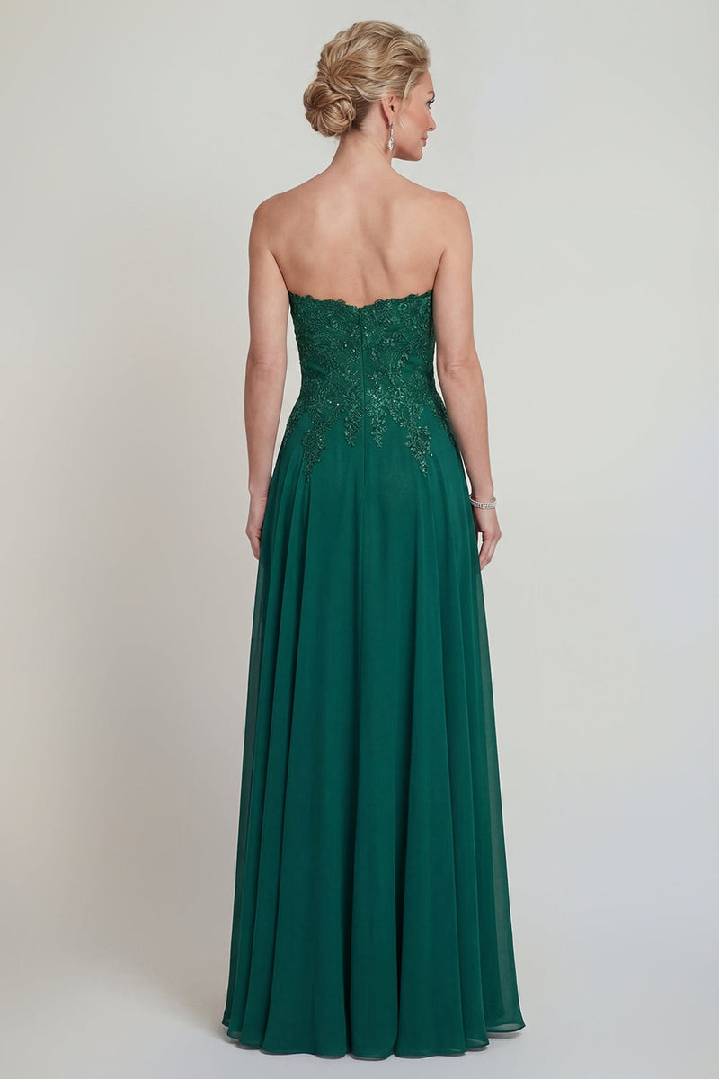 Load image into Gallery viewer, Sparkly Strapless Dark Green Beaded Long Evening Dress