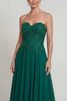 Load image into Gallery viewer, Sparkly Strapless Dark Green Beaded Long Evening Dress
