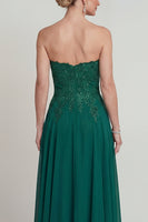 Load image into Gallery viewer, Sparkly Strapless Dark Green Beaded Long Evening Dress
