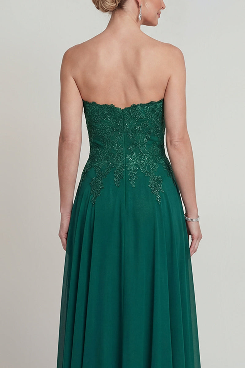 Load image into Gallery viewer, Sparkly Strapless Dark Green Beaded Long Evening Dress