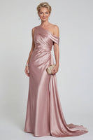 Load image into Gallery viewer, Blush Long Mermaid One Shoulder Evening Dress with Side Cape