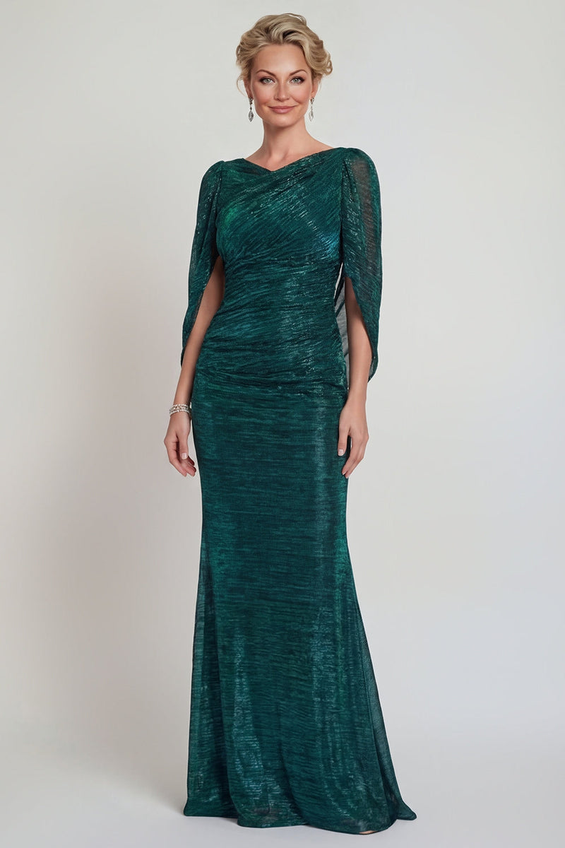 Load image into Gallery viewer, Dark Green Mermaid Metallic Long Evening Dress