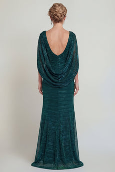 Dark Green Mermaid Metallic Long Evening Dress