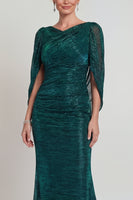 Load image into Gallery viewer, Dark Green Mermaid Metallic Long Evening Dress