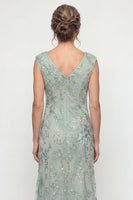 Load image into Gallery viewer, Sparkly Green Long Beaded V Neck Evening Dress