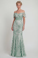 Load image into Gallery viewer, Sparkly Mermaid Green Long Floral Evening Dress