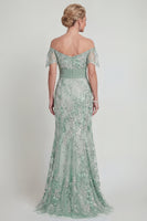 Load image into Gallery viewer, Sparkly Mermaid Green Long Floral Evening Dress