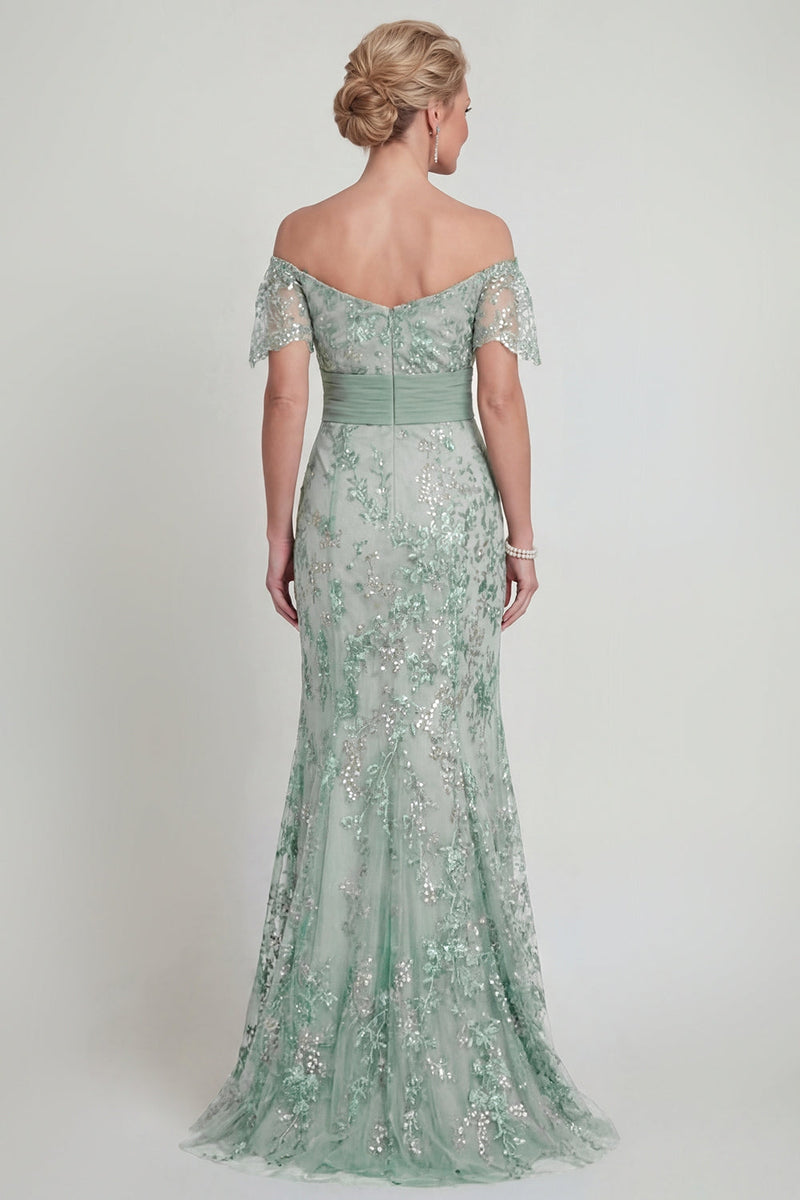 Load image into Gallery viewer, Sparkly Mermaid Green Long Floral Evening Dress
