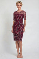 Load image into Gallery viewer, Sparkly Bodycon Burgundy Short Appliqued Evening Dress
