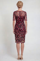 Load image into Gallery viewer, Sparkly Bodycon Burgundy Short Appliqued Evening Dress