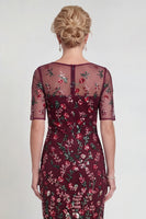 Load image into Gallery viewer, Sparkly Bodycon Burgundy Short Appliqued Evening Dress