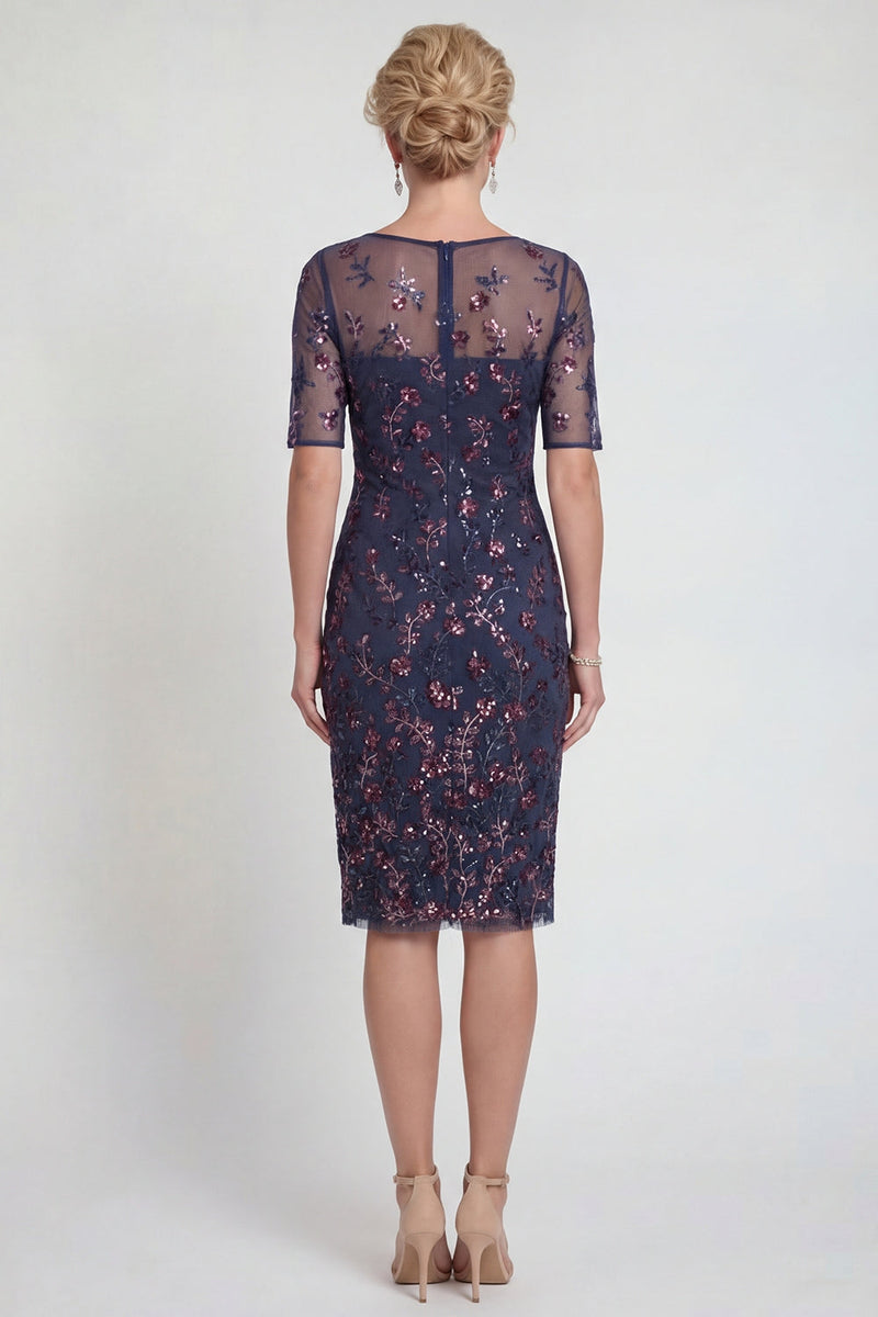 Load image into Gallery viewer, Sparkly Bodycon Burgundy Short Appliqued Evening Dress