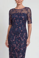 Load image into Gallery viewer, Sparkly Bodycon Burgundy Short Appliqued Evening Dress