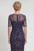 Load image into Gallery viewer, Sparkly Bodycon Burgundy Short Appliqued Evening Dress