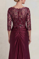 Load image into Gallery viewer, Sparkly Burgundy Floral Long Mermaid V Neck Evening Dress