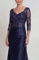 Load image into Gallery viewer, Sparkly Burgundy Floral Long Mermaid V Neck Evening Dress