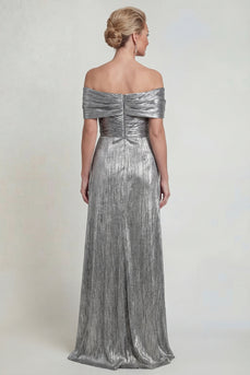 Mermaid Grey Silver Long Off the Shoulder Evening Dress