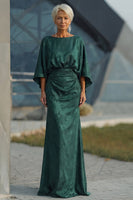 Load image into Gallery viewer, Pine Floral Jacquard Sheath Long Mother of the Bride Dress with Sleeves