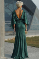 Load image into Gallery viewer, Pine Floral Jacquard Sheath Long Mother of the Bride Dress with Sleeves