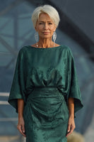 Load image into Gallery viewer, Pine Floral Jacquard Sheath Long Mother of the Bride Dress with Sleeves