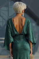 Load image into Gallery viewer, Pine Floral Jacquard Sheath Long Mother of the Bride Dress with Sleeves