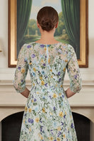 Load image into Gallery viewer, Lace Green Floral A Line Long Mother of the Bride Dress with Sleeves