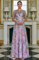 Load image into Gallery viewer, Lace Green Floral A Line Long Mother of the Bride Dress with Sleeves