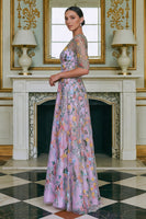 Load image into Gallery viewer, Lace Green Floral A Line Long Mother of the Bride Dress with Sleeves