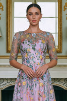 Load image into Gallery viewer, Lace Green Floral A Line Long Mother of the Bride Dress with Sleeves