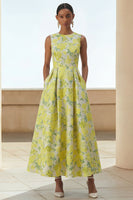 Load image into Gallery viewer, Daffodil Round Neck A Line Maxi Floral Formal Dress