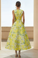 Load image into Gallery viewer, Daffodil Round Neck A Line Maxi Floral Formal Dress
