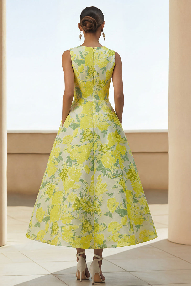 Load image into Gallery viewer, Daffodil Round Neck A Line Maxi Floral Formal Dress
