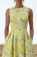 Load image into Gallery viewer, Daffodil Round Neck A Line Maxi Floral Formal Dress