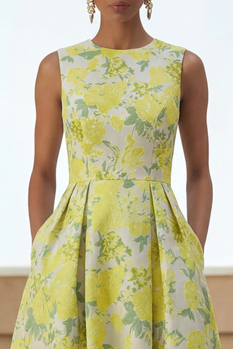 Load image into Gallery viewer, Daffodil Round Neck A Line Maxi Floral Formal Dress