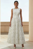 Load image into Gallery viewer, Light Green A Line Floral Maxi Round Neck Formal Dress