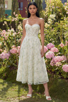 Load image into Gallery viewer, Light Green Corset Floral Sweetheart Maxi A Line Formal Dress