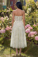 Load image into Gallery viewer, Light Green Corset Floral Sweetheart Maxi A Line Formal Dress