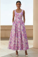 Load image into Gallery viewer, Lilac Flower A Line Scoop Neck Maxi Formal Dress with Pockets
