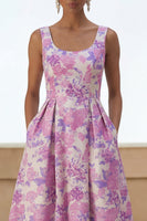 Load image into Gallery viewer, Lilac Flower A Line Scoop Neck Maxi Formal Dress with Pockets